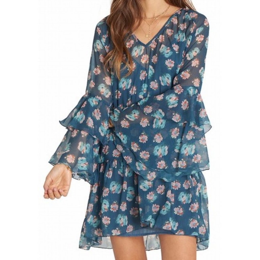 Billabong Floral Sheer Tunic Dress Swimsuit Coverup Size Small